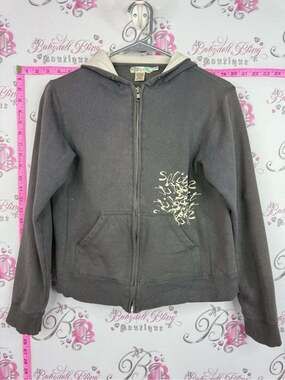 SPLIT hoodie sweater  Zip-Up Hoodie with Ivory Graphic tree on back